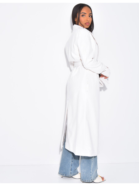 Trench long en cuir vegan