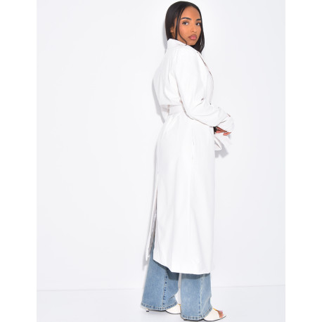 Trench long en cuir vegan