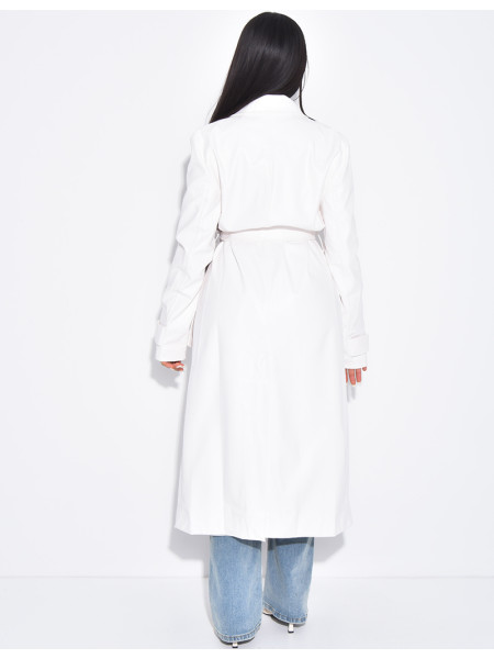 Trench long en cuir vegan