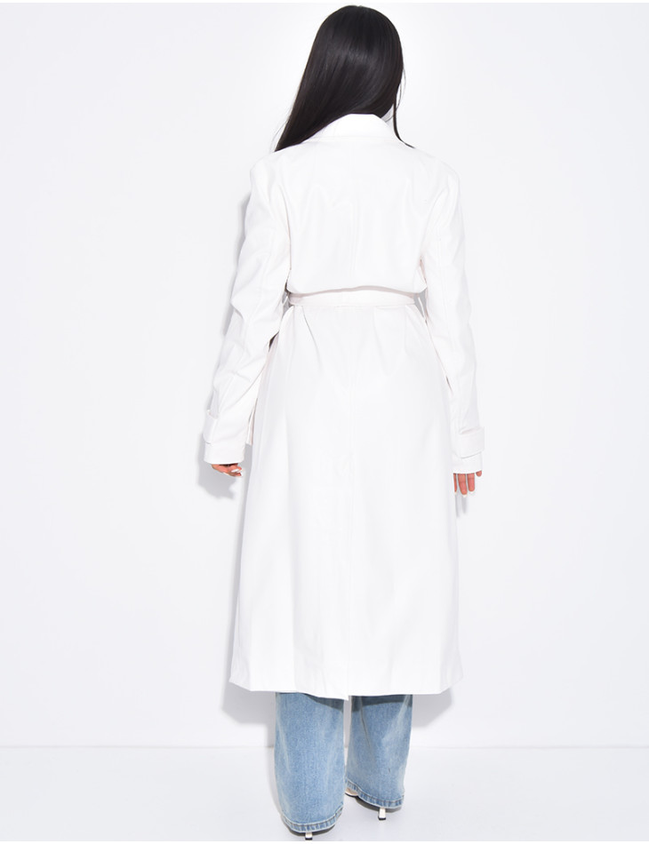 Trench long en cuir vegan