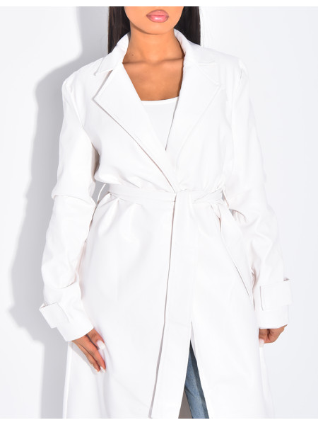 Trench long en cuir vegan
