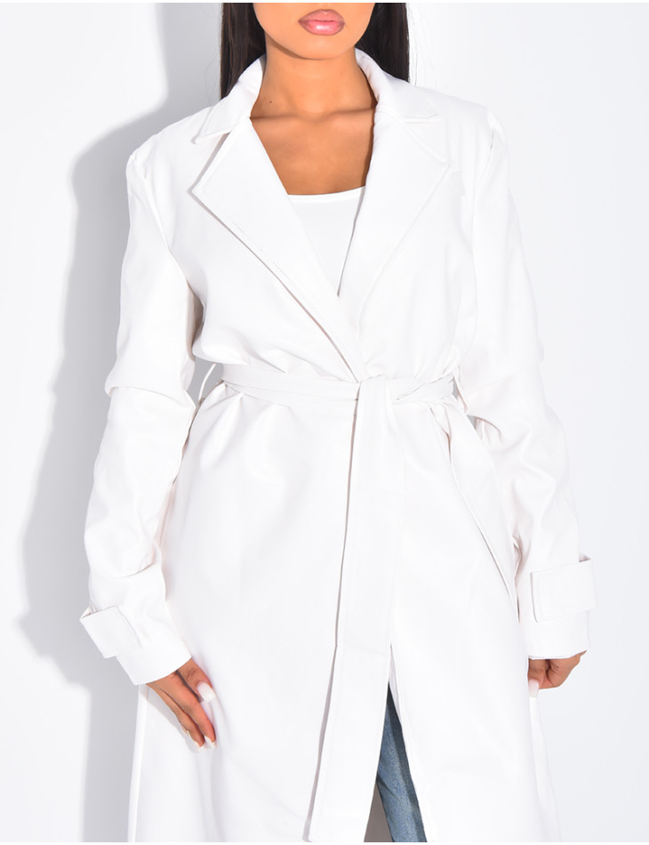 Trench long en cuir vegan