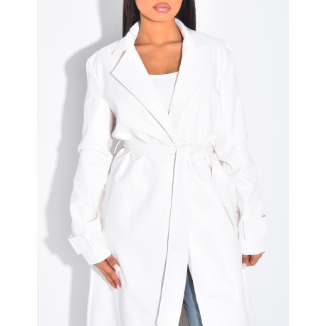Trench long en cuir vegan