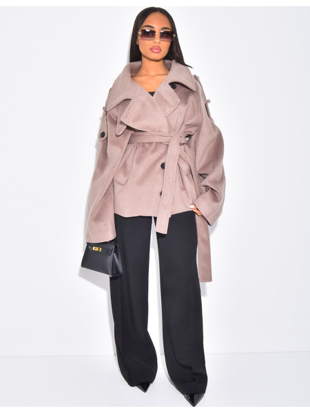 Manteau court en feutrine style trench