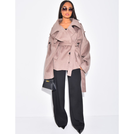 Manteau court en feutrine style trench