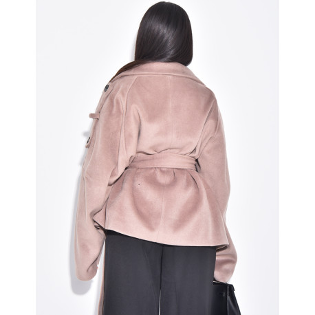 Manteau court en feutrine style trench
