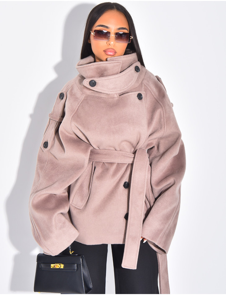 Manteau court en feutrine style trench