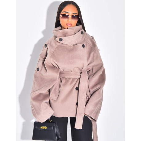 Manteau court en feutrine style trench