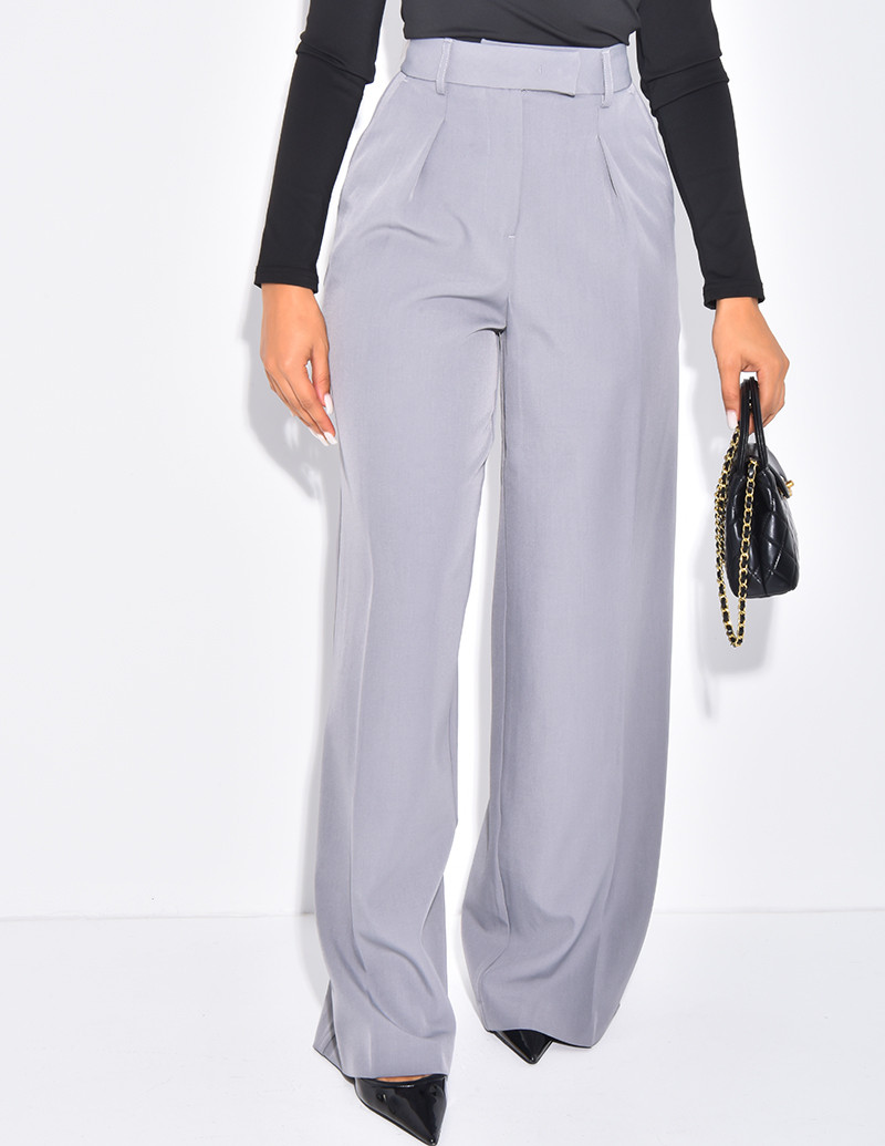 Wide-leg tailored pants