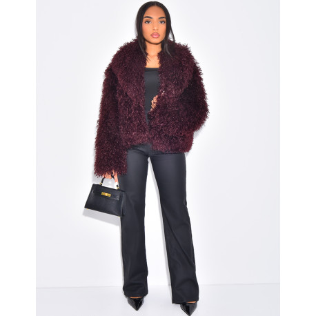 Manteau court à fourrure fluffy