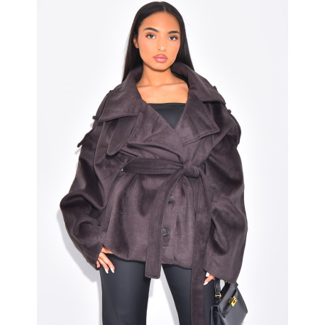 Manteau court en feutrine style trench