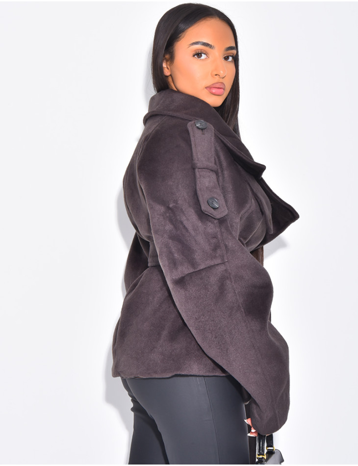 Manteau court en feutrine style trench