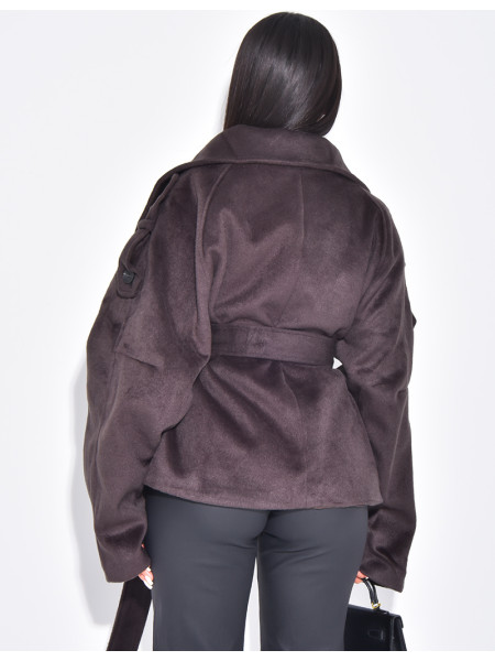 Manteau court en feutrine style trench