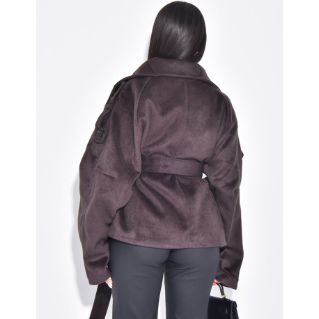 Manteau court en feutrine style trench