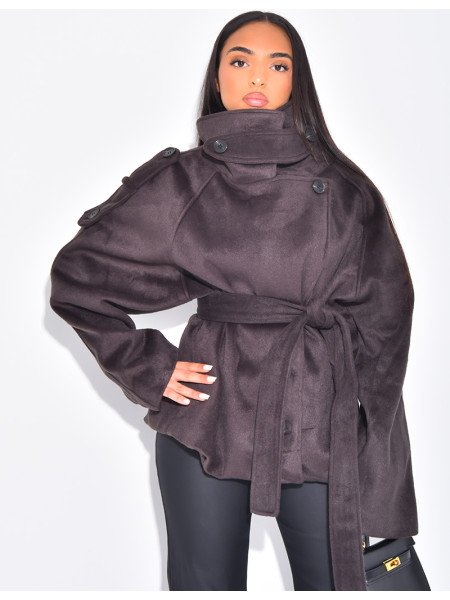 Manteau court en feutrine style trench