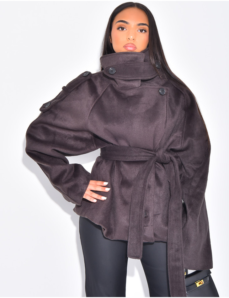 Manteau court en feutrine style trench
