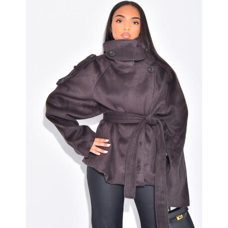 Manteau court en feutrine style trench