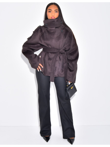 Manteau court en feutrine style trench