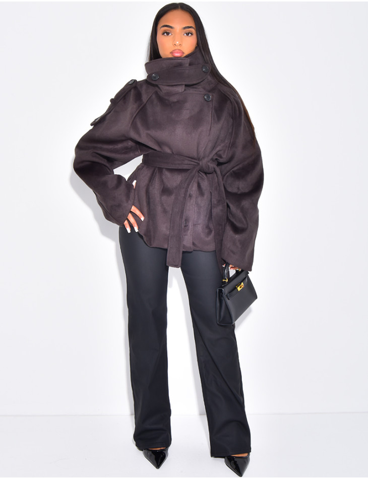 Manteau court en feutrine style trench