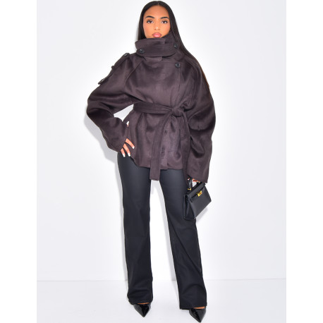 Manteau court en feutrine style trench