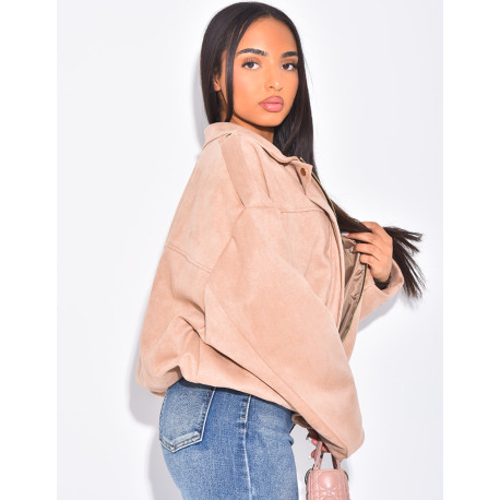 Veste courte style bombers en suédine
