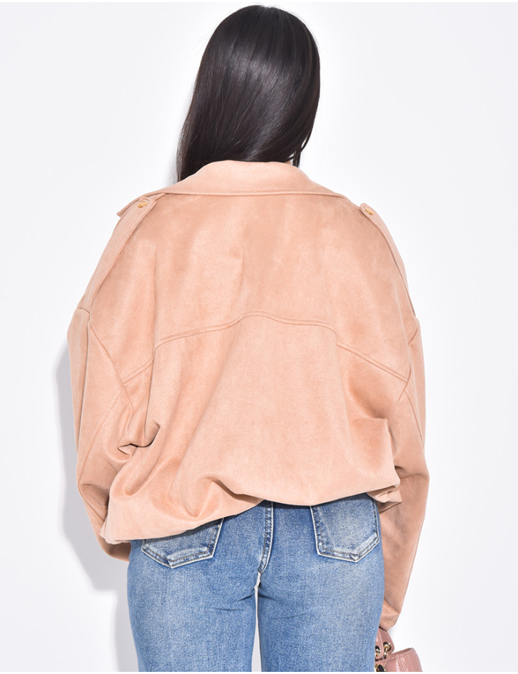 Veste courte style bombers en suédine