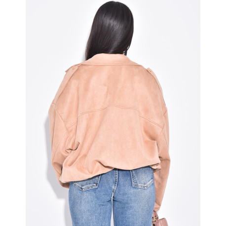 Veste courte style bombers en suédine