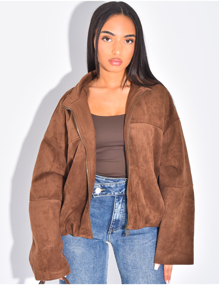 Veste oversize en suédine ISAAC - Beige clair - FIN DE SÉRIE