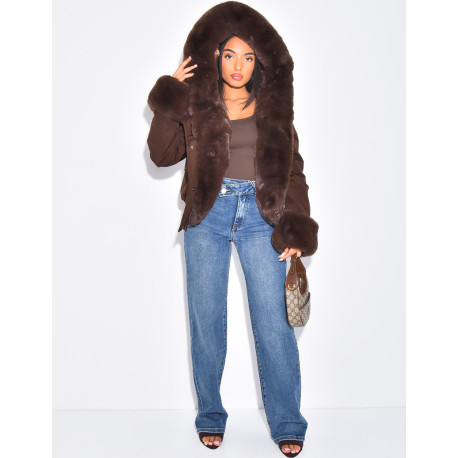 Doudoune courte à fourrure amovible