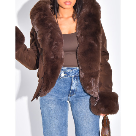 Doudoune courte à fourrure amovible