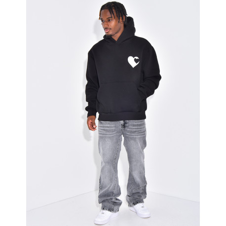 Sweat à capuche avec coeurs