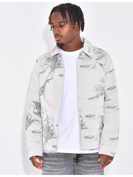 Veste en jeans à motifs