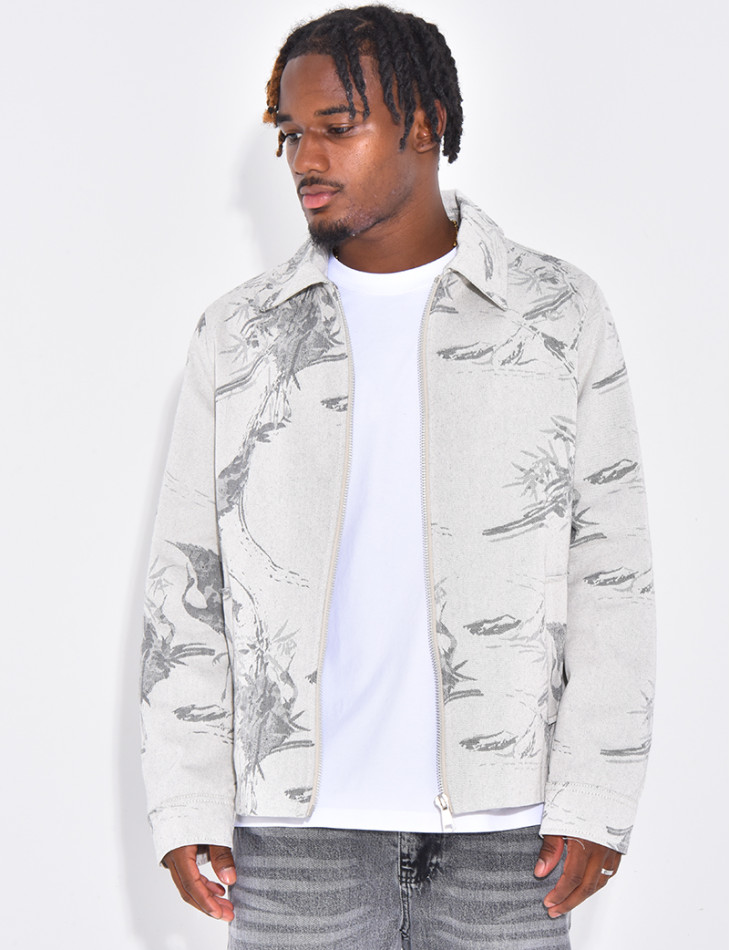 Veste en jeans à motifs