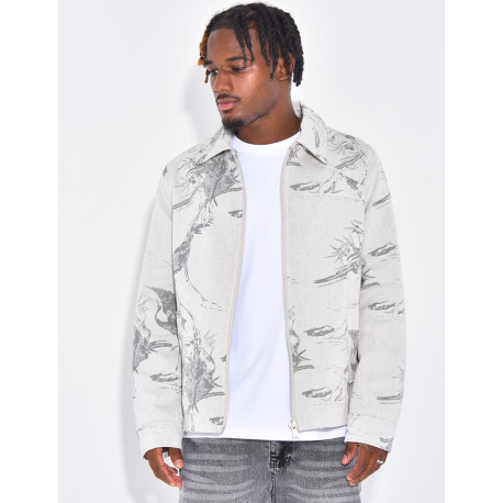 Veste en jeans à motifs