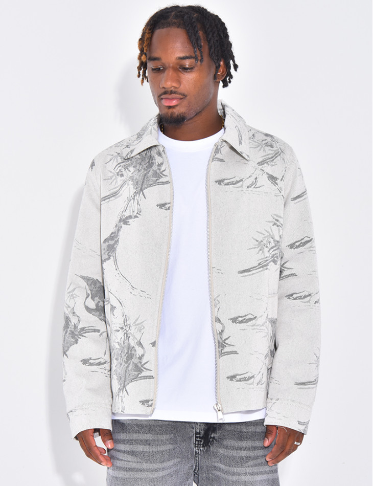 Veste en jeans à motifs