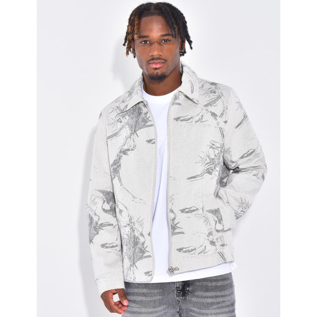 Veste en jeans à motifs
