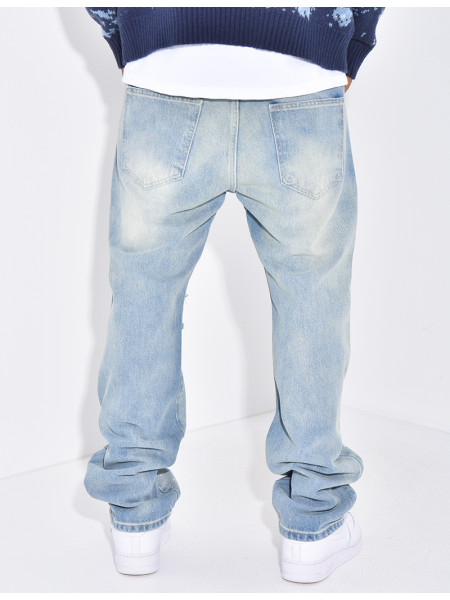 Jeans destroy à tâches de peinture