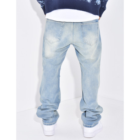 Jeans destroy à tâches de peinture