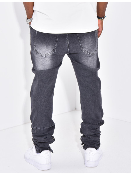 Jeans destroy à fermeture éclaire