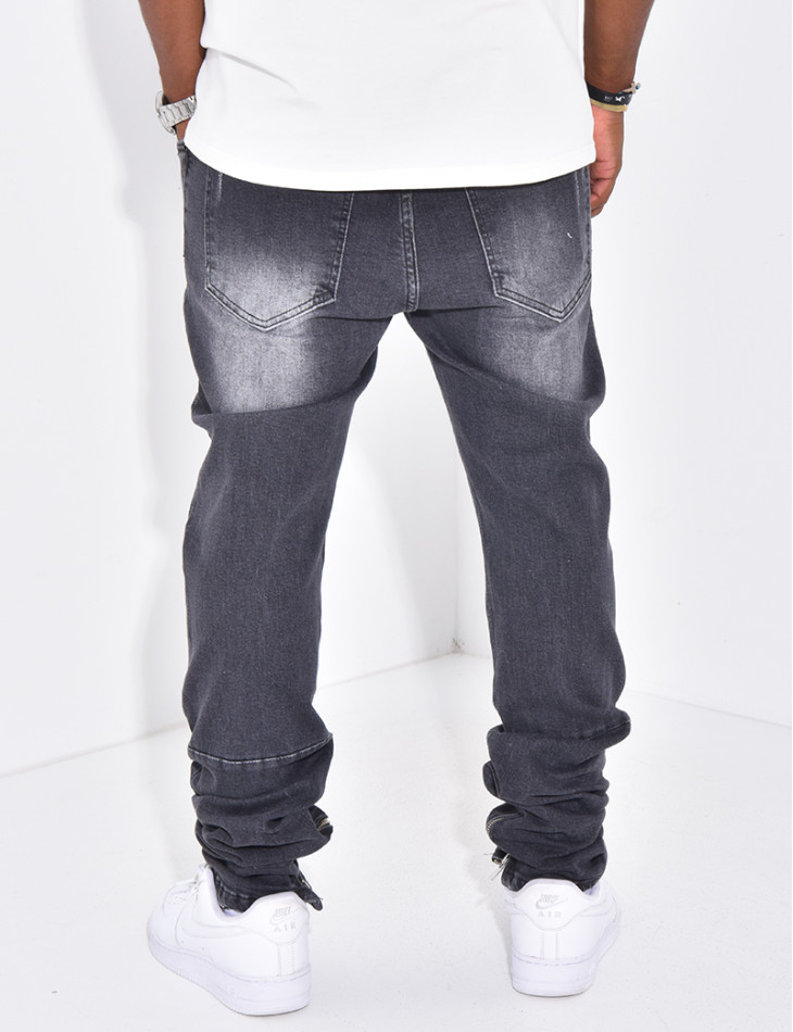 Jeans destroy à fermeture éclaire