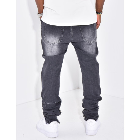 Jeans destroy à fermeture éclaire