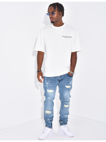 Jeans déchiré zippé