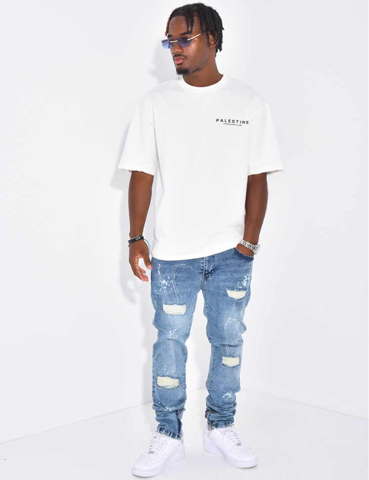 Jeans déchiré zippé