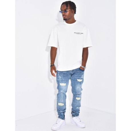 Jeans déchiré zippé