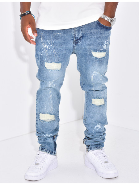 Jeans déchiré zippé