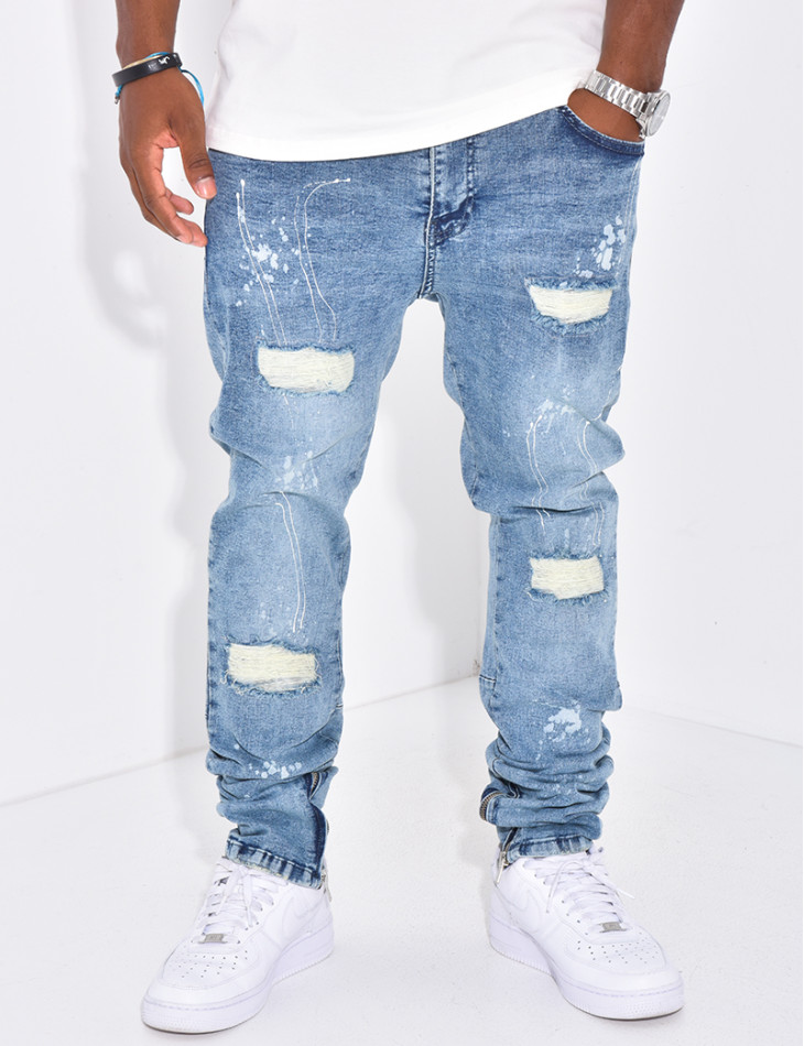 Jeans déchiré zippé