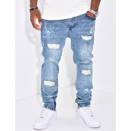 Jeans déchiré zippé