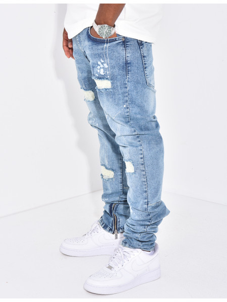Jeans déchiré zippé