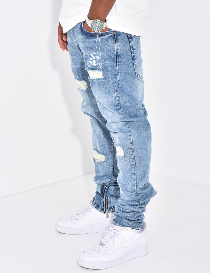 Jeans déchiré zippé