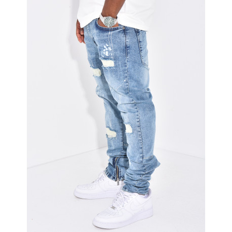 Jeans déchiré zippé